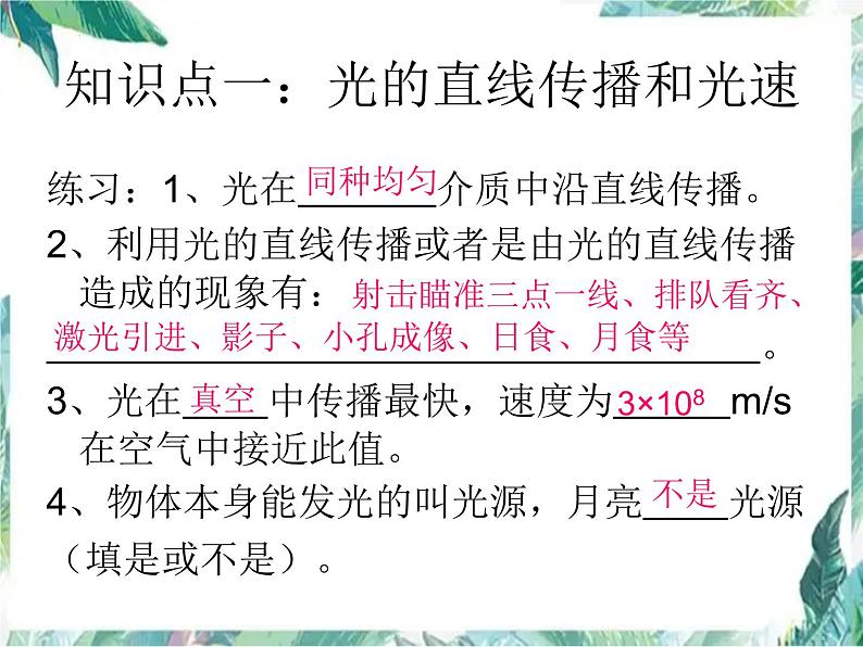 2022年中考物理复习课件《光现象》03