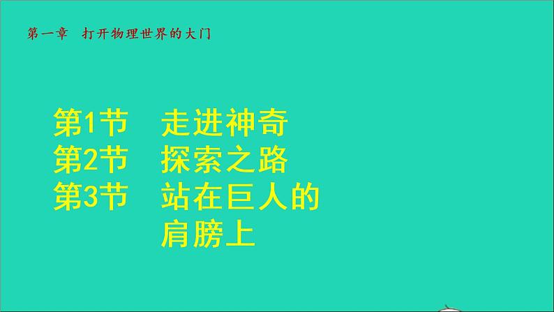 2021秋八年级物理全册第1章打开物理世界的大门授课课件新版沪科版202202071100第1页