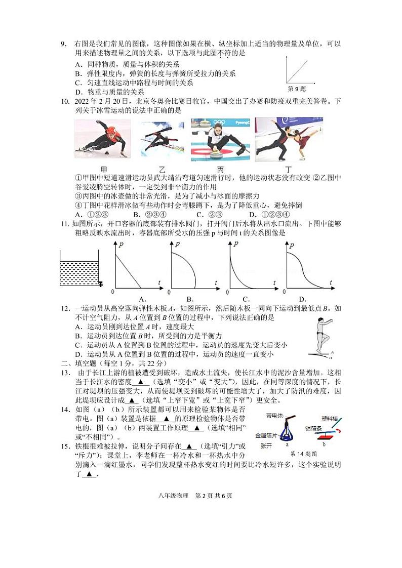 江苏省泰州市靖江市实验学校2021-2022学年八年级下学期物理期中测试卷第2页