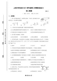 上海中学东校2021-2022学年八年级下学期物理期中练习