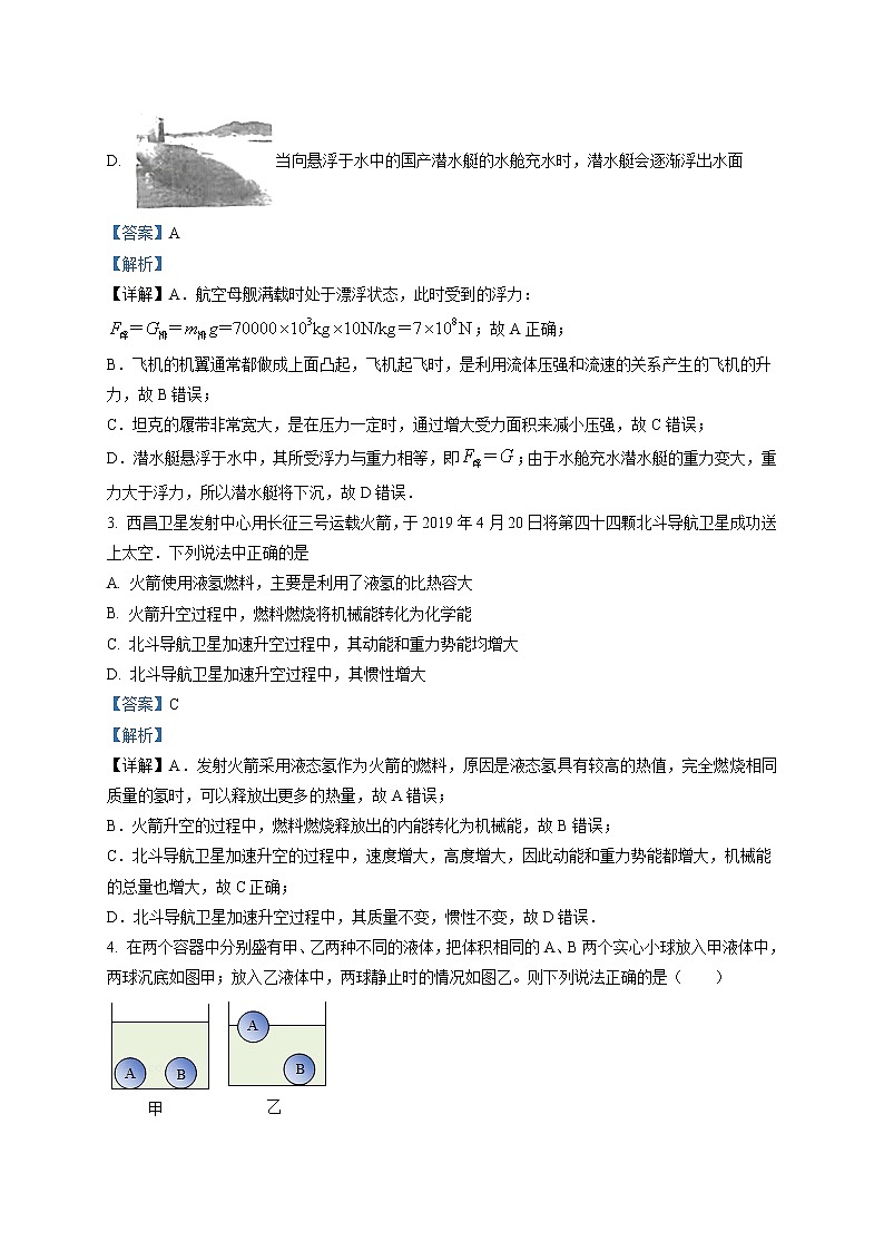 精品解析：2020年辽宁省沈阳市大东区中考二模物理试题（解析版）第2页