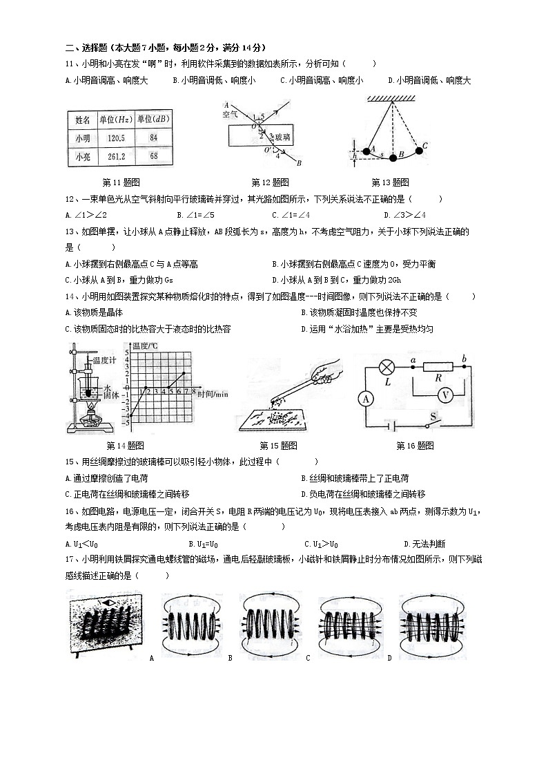 2022年安徽省合肥市新站区中考二模物理试卷(word版含答案)02