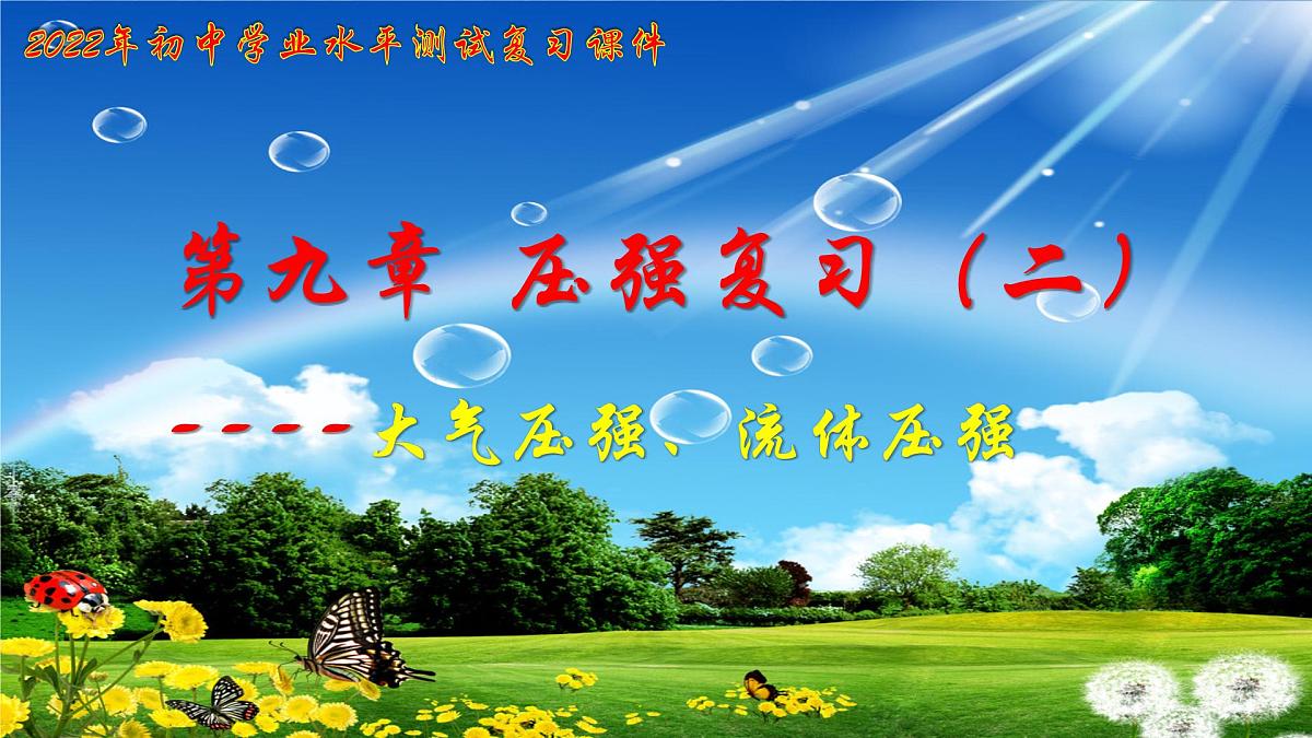 2022年九年级中考一轮复习 第9章 压强（二）---大气压强和流体压强课件第1页