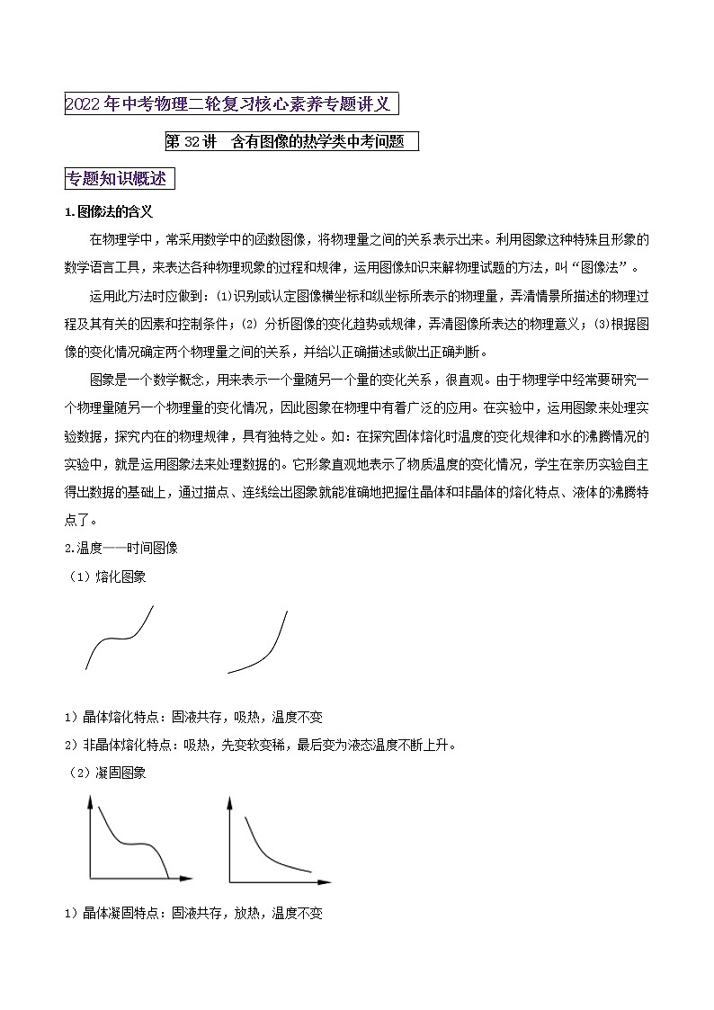 第32讲 含有图像的热学类中考问题（原卷版） 第1页