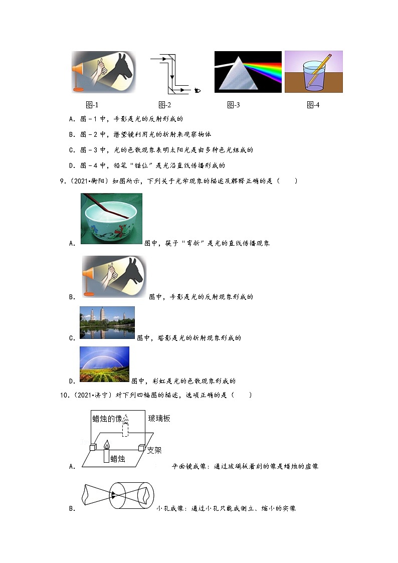 【备考2022】2021中考物理真题分类汇编-光现象-光的色散、物体的颜色、红外线紫外线（含答案28题）03