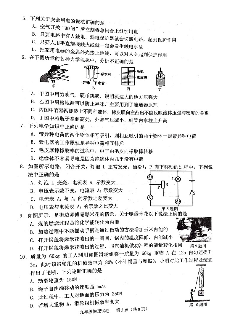 辽宁省抚顺市抚顺县2021-2022学年九年级下学期物理毕业考试卷（有答案）第2页