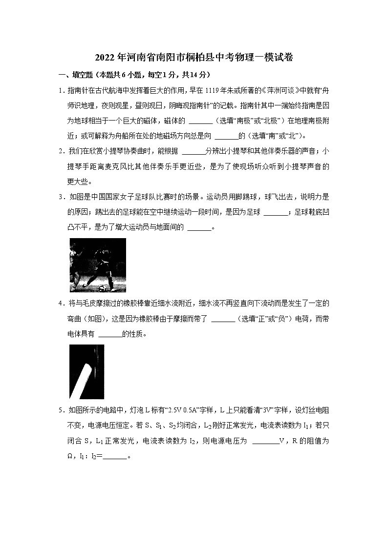 2022年河南省南阳市桐柏县中考物理一模试卷(word版无答案)第1页