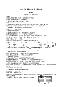 2022年广西壮族自治区贺州市中考模拟考试物理试卷(word版含答案)