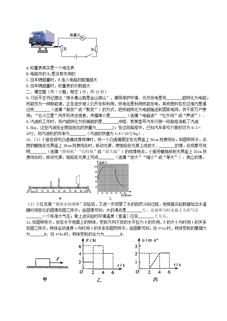 2022年广东省珠海市斗门区斗门镇初级中学中考第一次练兵模拟考试物理试题（无答案）03