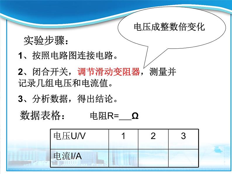 人教版物理九年级全一册17.1电流与电压电阻的关系课件06