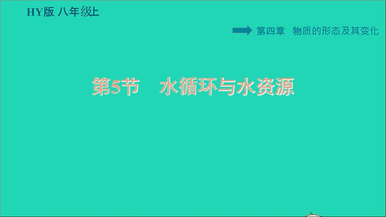 新版粤教沪版八年级物理上册第4章物质的形态及其变化4.5水循环与水资源习题课件01