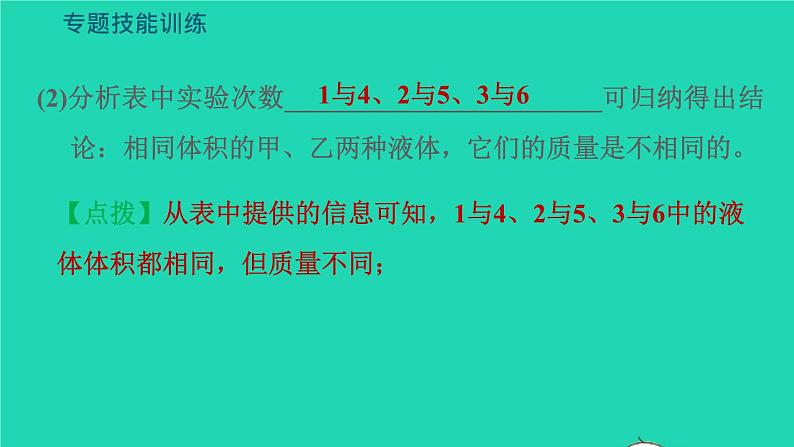 新版粤教沪版八年级物理上册第5章我们周围的物质专题技能训练五训练2如何根据探究数据找规律习题课件06