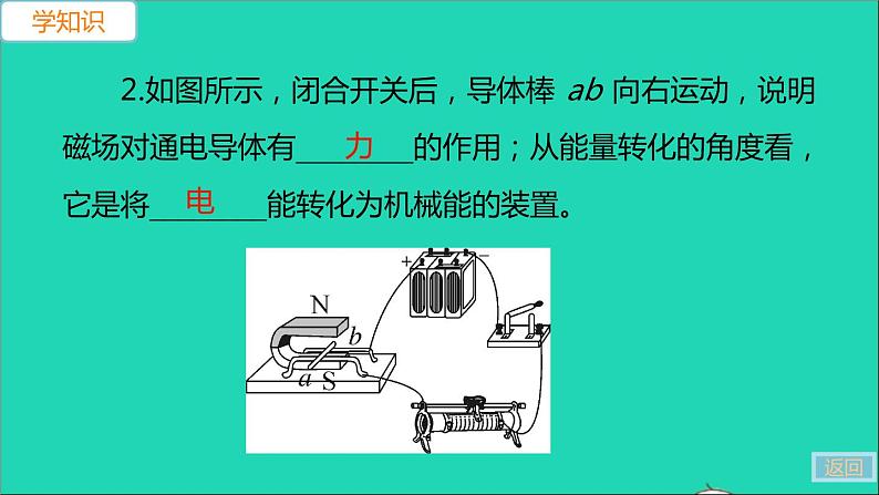通用版九年级物理全册第二十章电与磁第4节电动机作业课件新版新人教版20210529346第7页