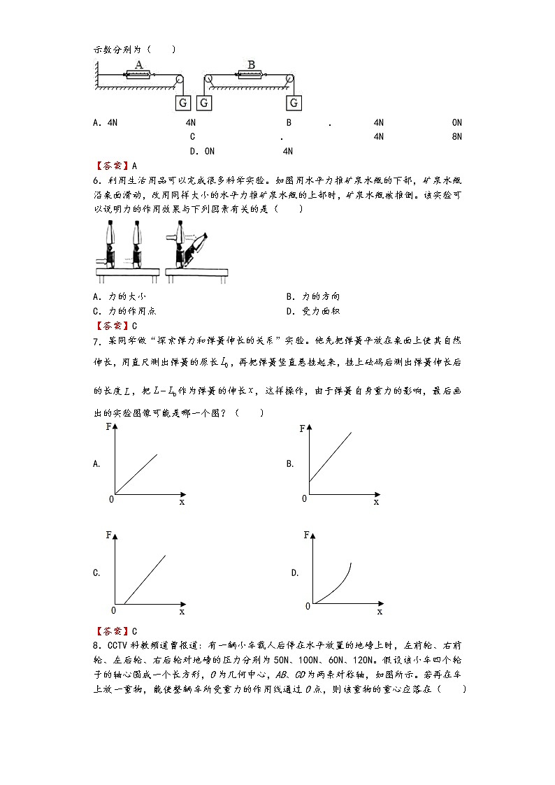 第七章《力》单元培优练习2021-2022人教版版八年级物理答案版第2页