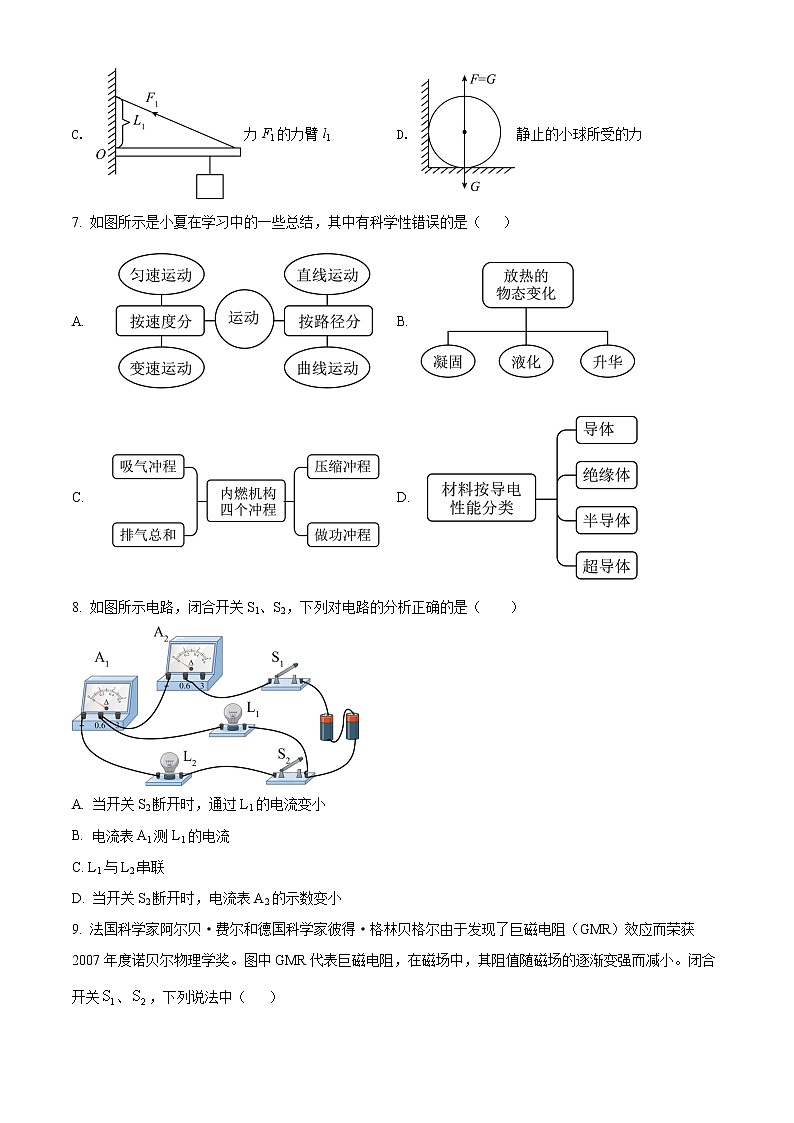 2022年山东省济宁市梁山县中考一模物理卷及答案（文字版）03