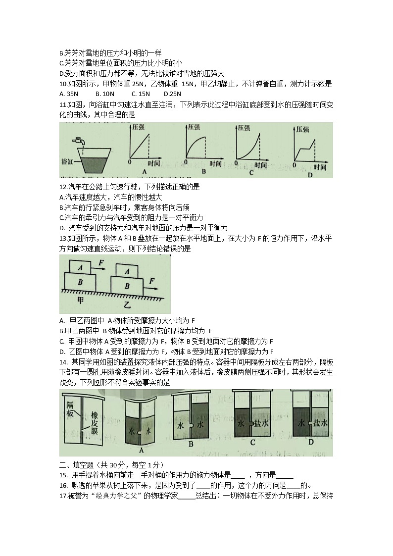 河北省保定市顺平县九校联考2021-2022学年八年级下学期自我评价第2期物理试题（含答案）02