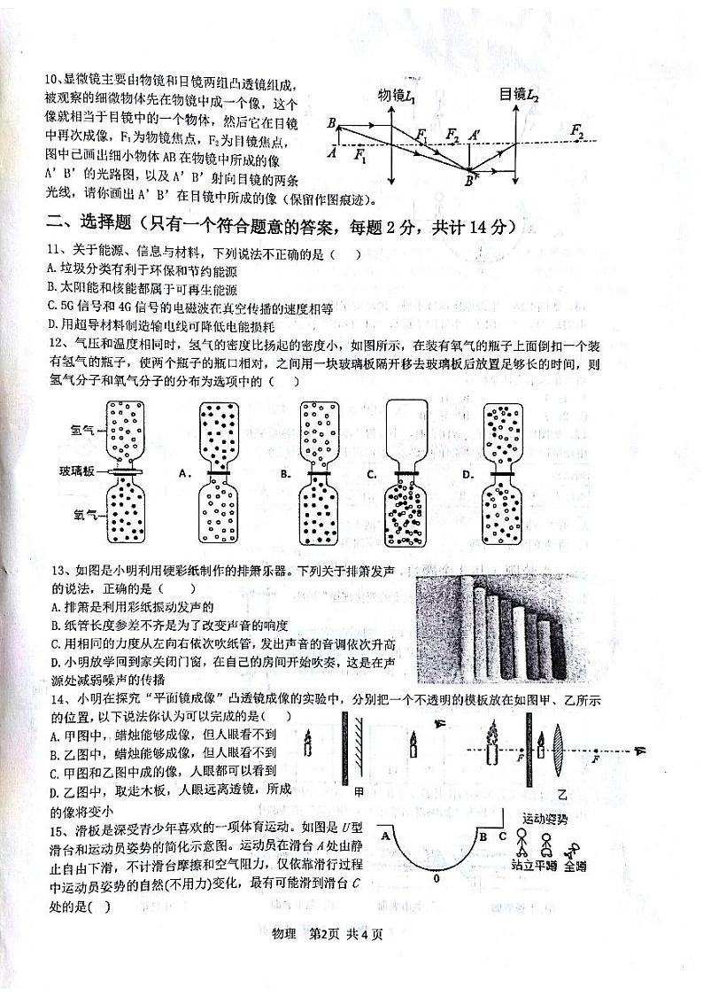 2022年安徽省学业水平测试模拟卷物理02