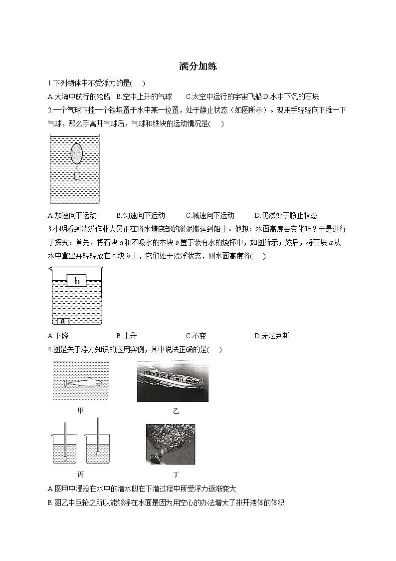 人教版八年级物理下册期末复习章节知识点汇总及练习 第十章 浮力第2页