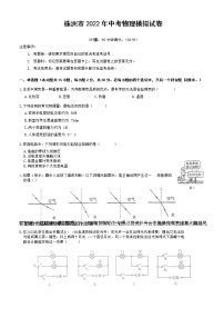 2022年湖南省株洲市中考（最后一次）模拟物理试题（含答案）