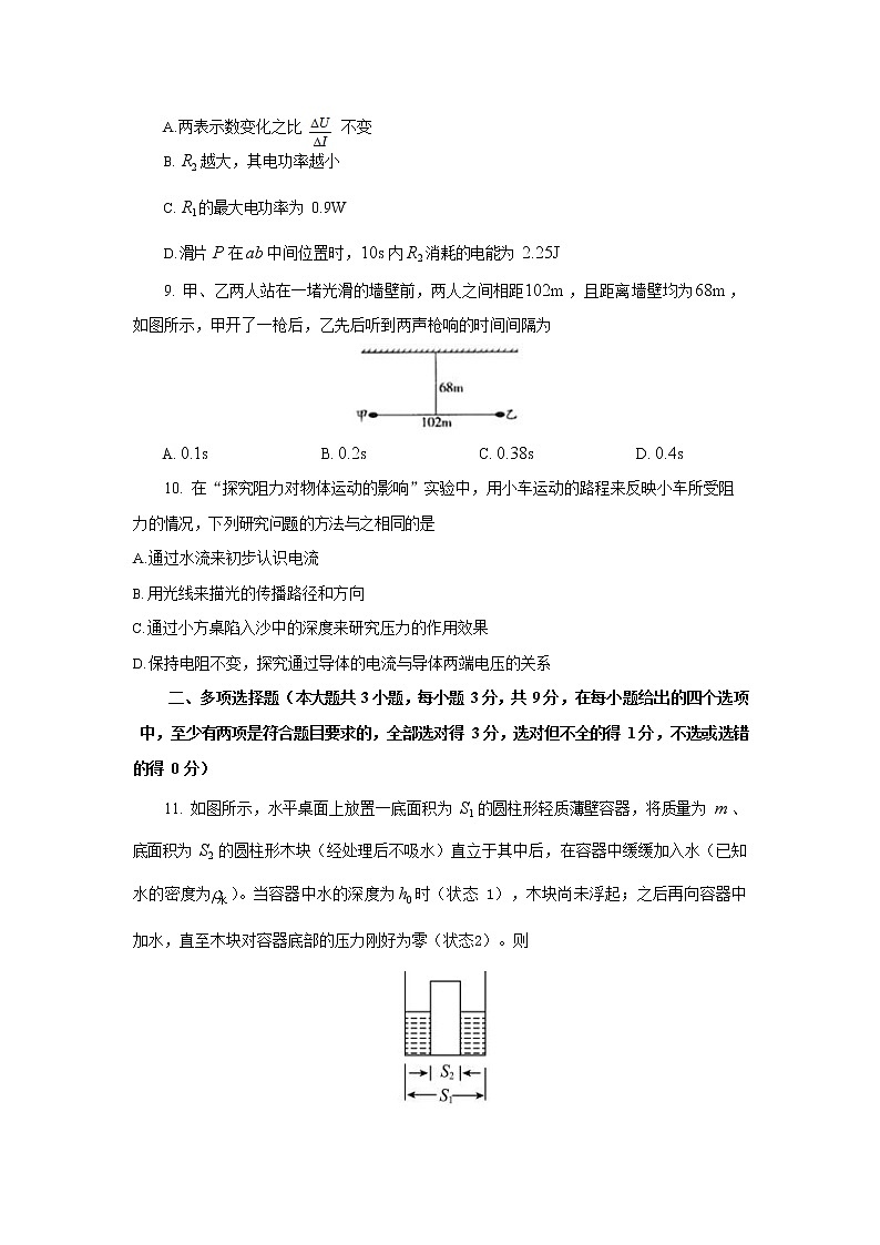 2022年天津市初中学业水平考试物理模拟试题(word版无答案)03
