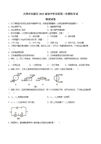 2022年天津市东丽区中考第二次模拟考试物理试题(word版无答案)