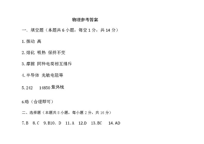 2022年河南省镇平县九年级调研测试（三）物理试卷（含答案）第3页