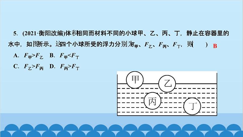 人教版物理八年级下册 第十章　浮力 阶段检测(第1～2节) 课件(共16张PPT)第6页