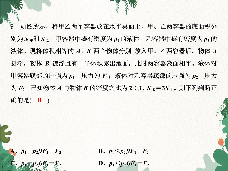 人教版物理八年级下册 期末重难点突破 四、浮力训练习题课件(共17张PPT)第6页