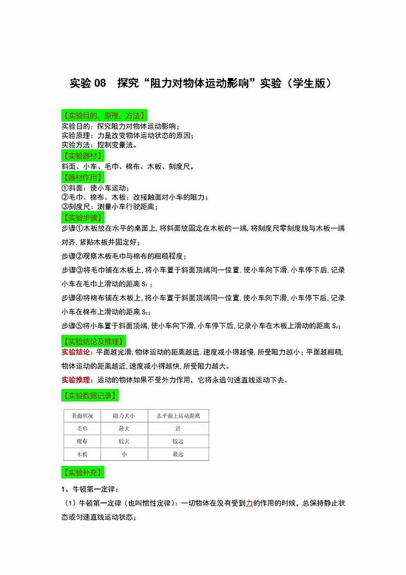 2022年中考物理实验专练8 探究阻力对物体运动的影响（学生版+解析版）第1页