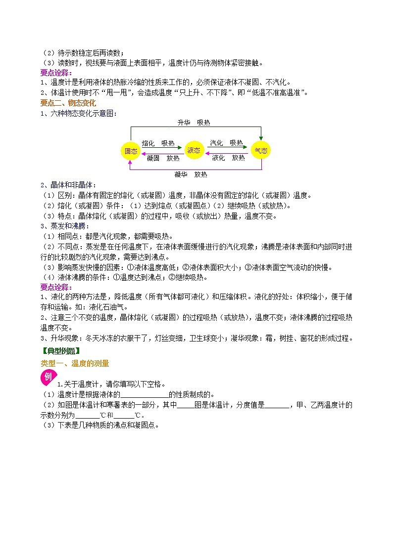 人教版物理八年级上册第三章《物态变化》学案第2页
