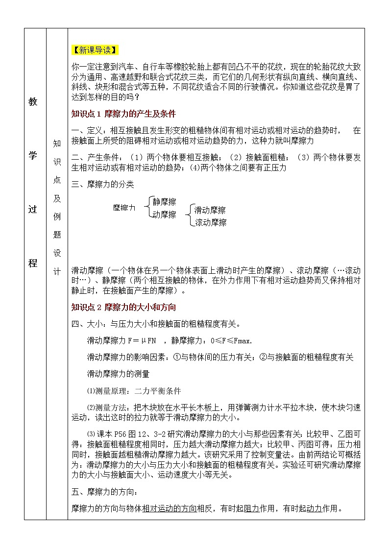 2020-2021学年人教版八年级下册物理：8.3摩擦力教案第2页