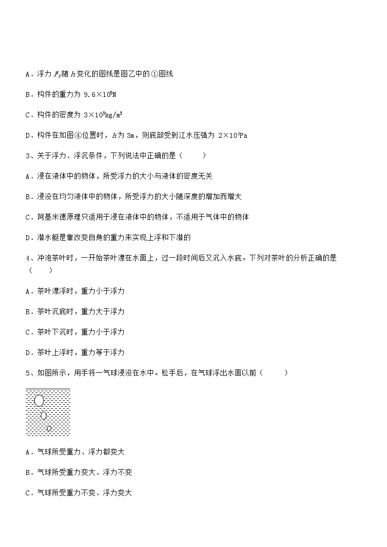 2022年人教版八年级物理下册第十章-浮力专项训练试题(含答案及详细解析)02