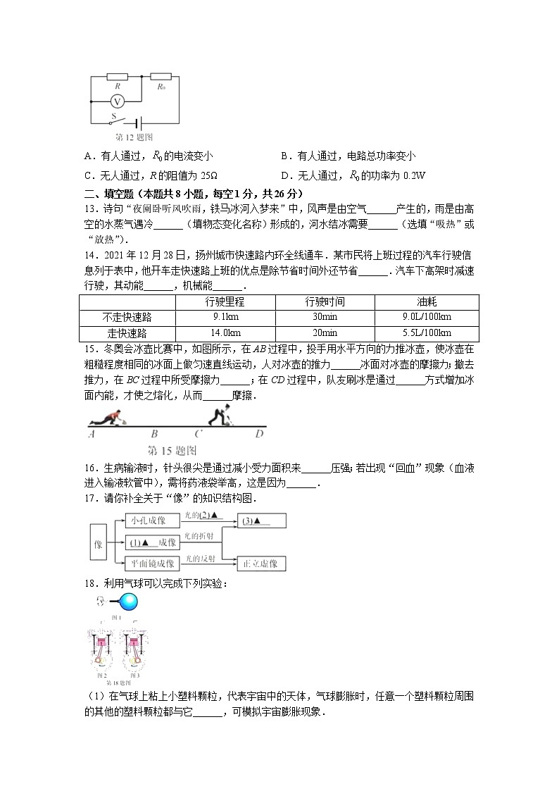 2022年江苏省扬州市中考物理真题（无答案）03