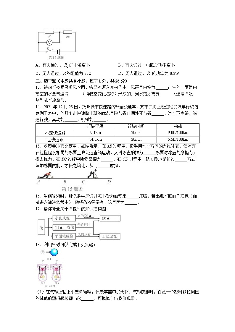 2022年江苏省扬州市中考真题物理卷及答案（文字版）03