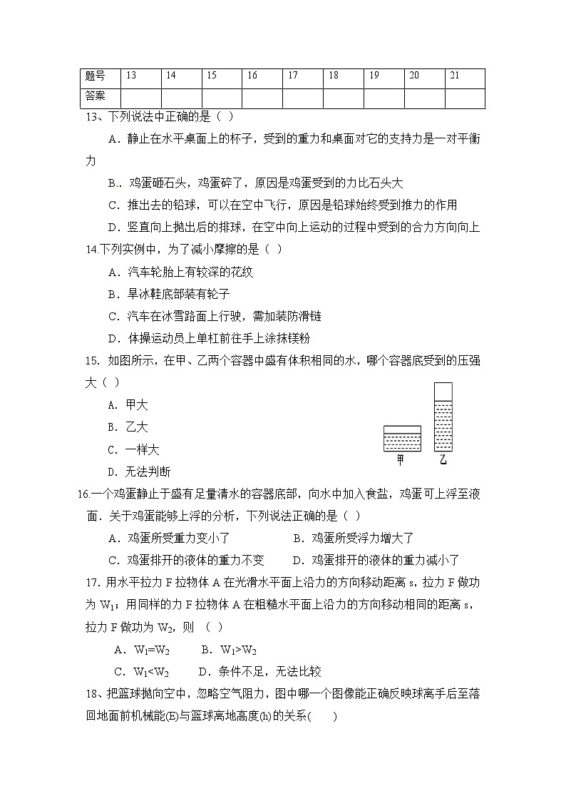 2021-2022学年人教版八年级下册物理期末复习题第3页