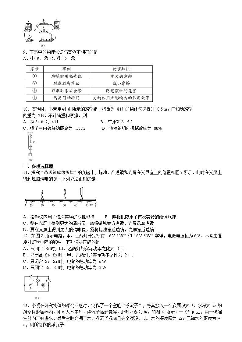 2022 年天津市中考真题物理卷及答案（文字版）02