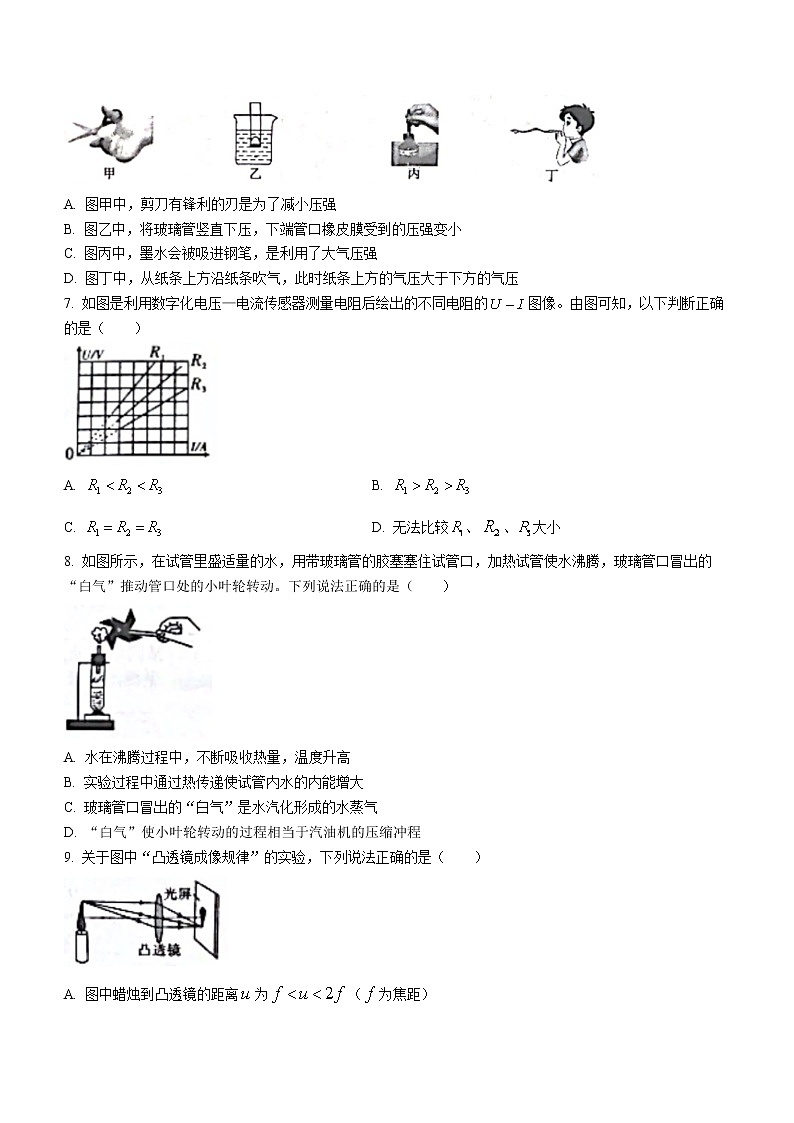 2022年四川省内江市中考物理真题(word版含答案)02