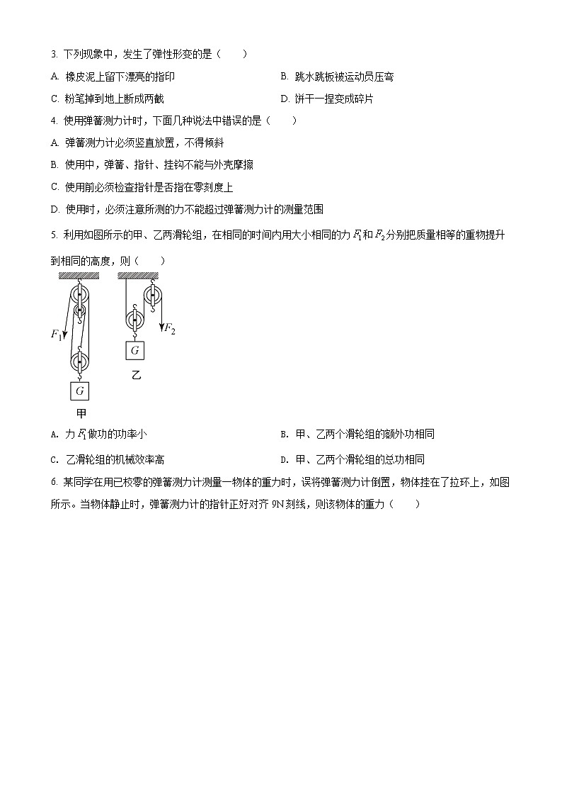 广东省深圳市高级中学2020-2021学年八年级下学期物理期末试卷（试卷+解析）02
