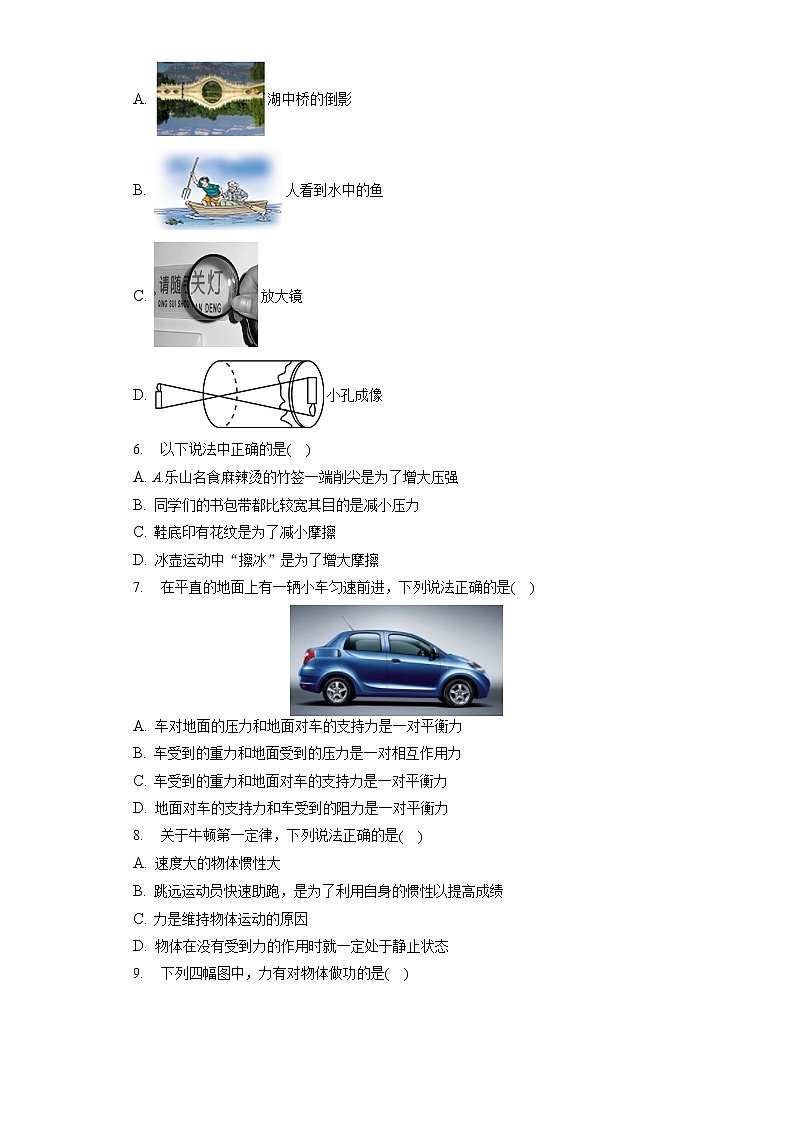 2022年四川省乐山市中考物理试卷（含答案解析）第2页
