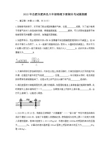 安徽省合肥市肥西县2021-2022学年八年级下学期期末考试物理模拟卷（无答案）