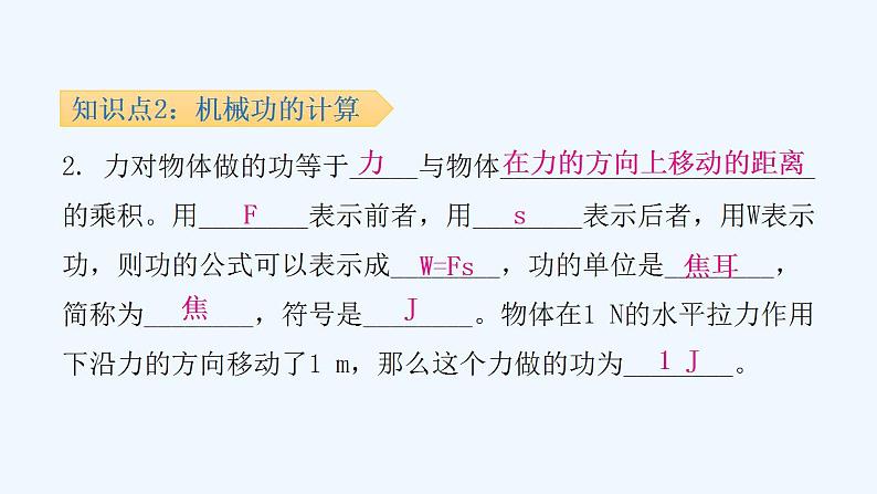 沪粤版九年级上册物理 11.1  怎样才叫做功 习题课件05