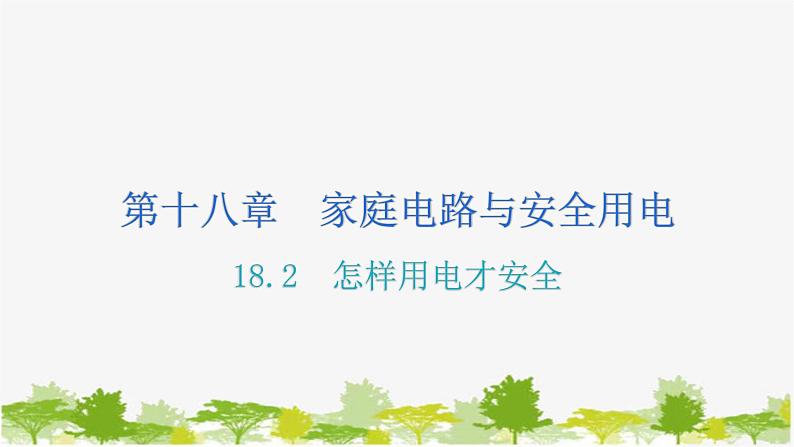 沪粤版九年级下册物理 18.2怎样用电才安全 习题课件第1页