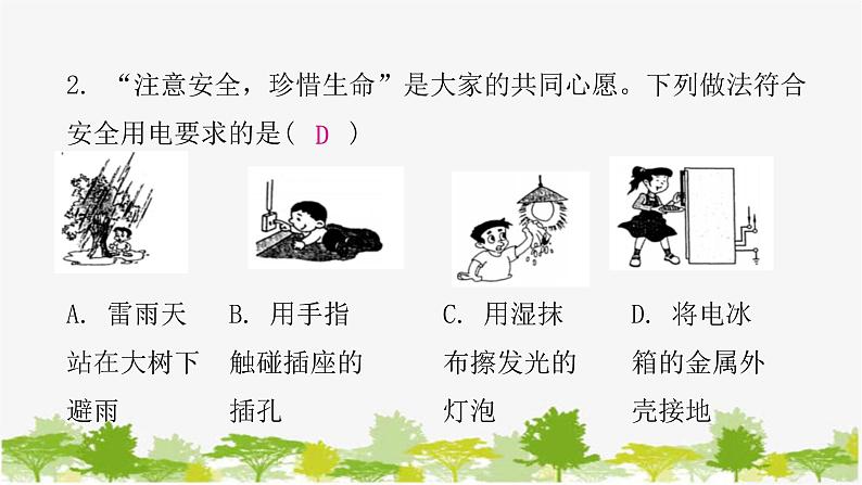 沪粤版九年级下册物理 18.2怎样用电才安全 习题课件第3页