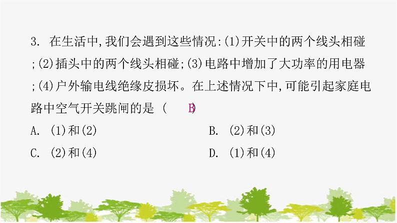 沪粤版九年级下册物理 18.2怎样用电才安全 习题课件第4页