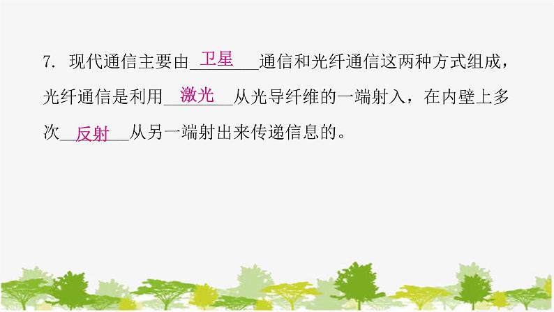 沪粤版九年级下册物理 19.1最快的“信使”  19.2广播电视与通信  19.3走进互联网 习题课件08