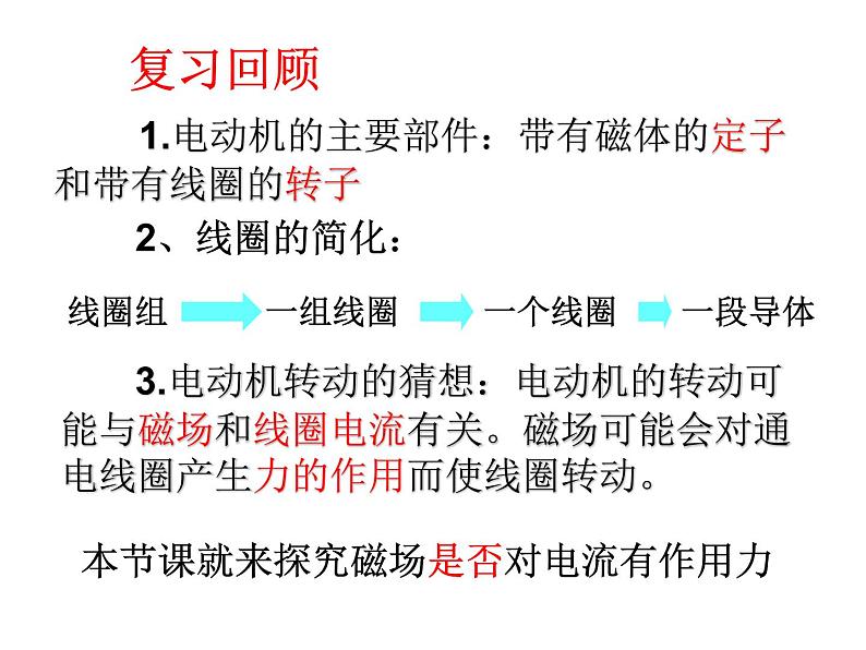 九年级物理（粤教沪科版）下册教学课件：17.2 探究电动机转动的原理 （共26张PPT）第2页