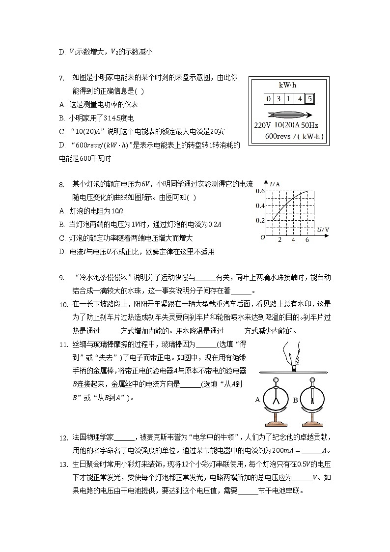 重庆市巫溪县2021-2022学年九年级上学期期末教学质量监测物理试题（含答案）第2页