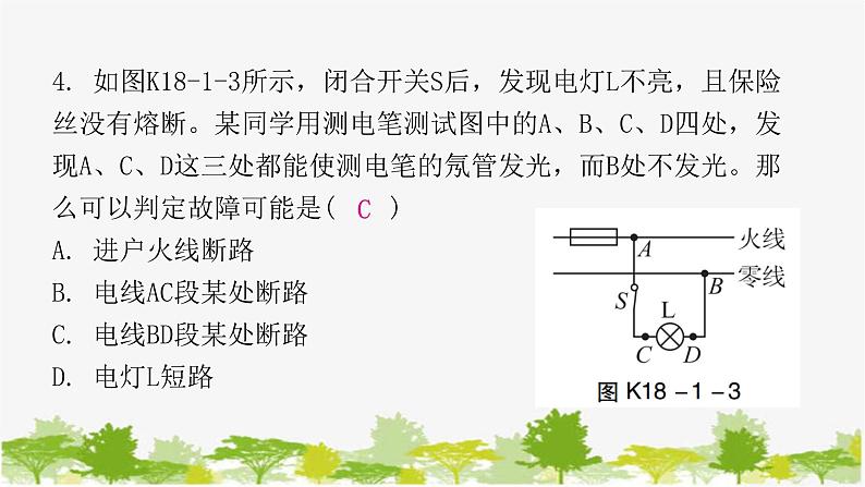 沪粤版九年级下册物理 18.1家 庭 电 路 习题课件05