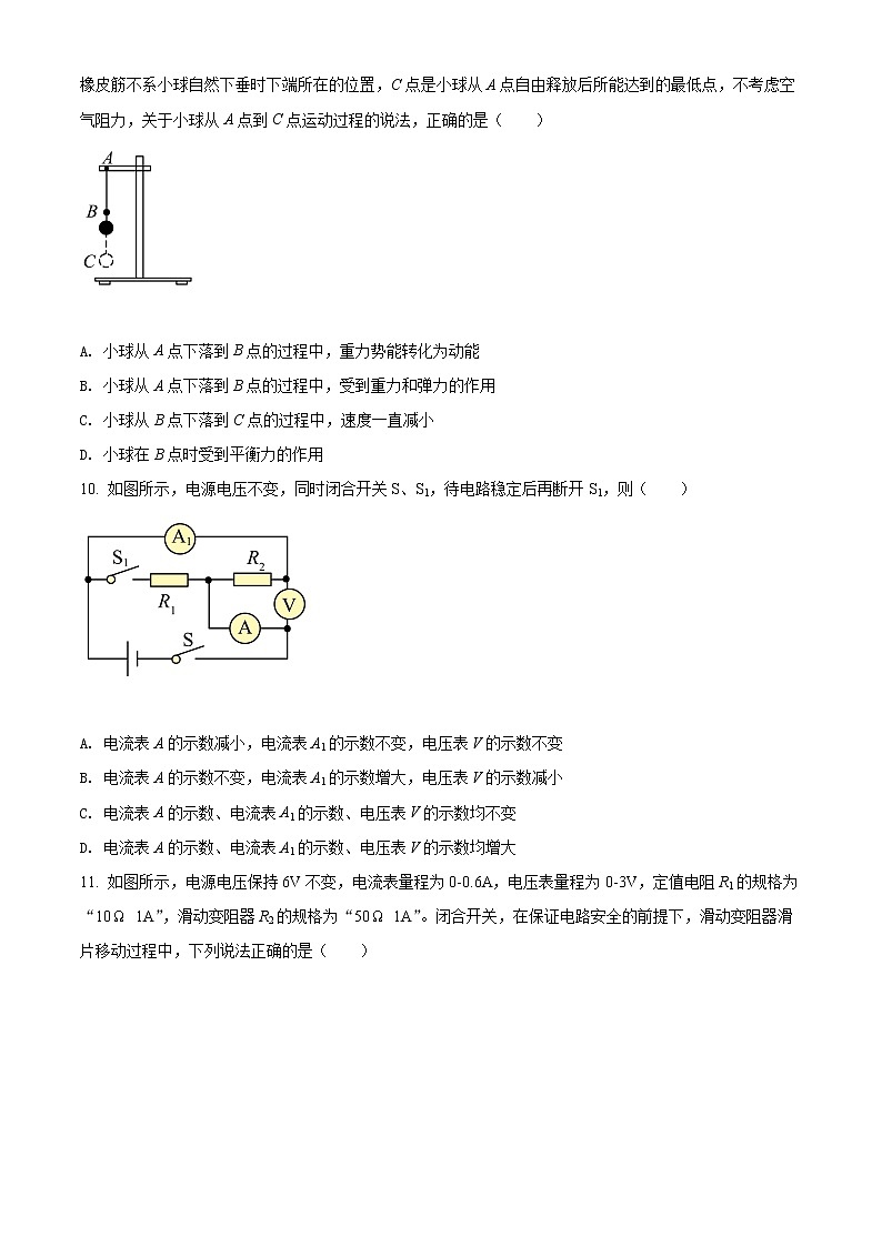 2022年四川省凉山州中考真题物理卷及答案（文字版）03