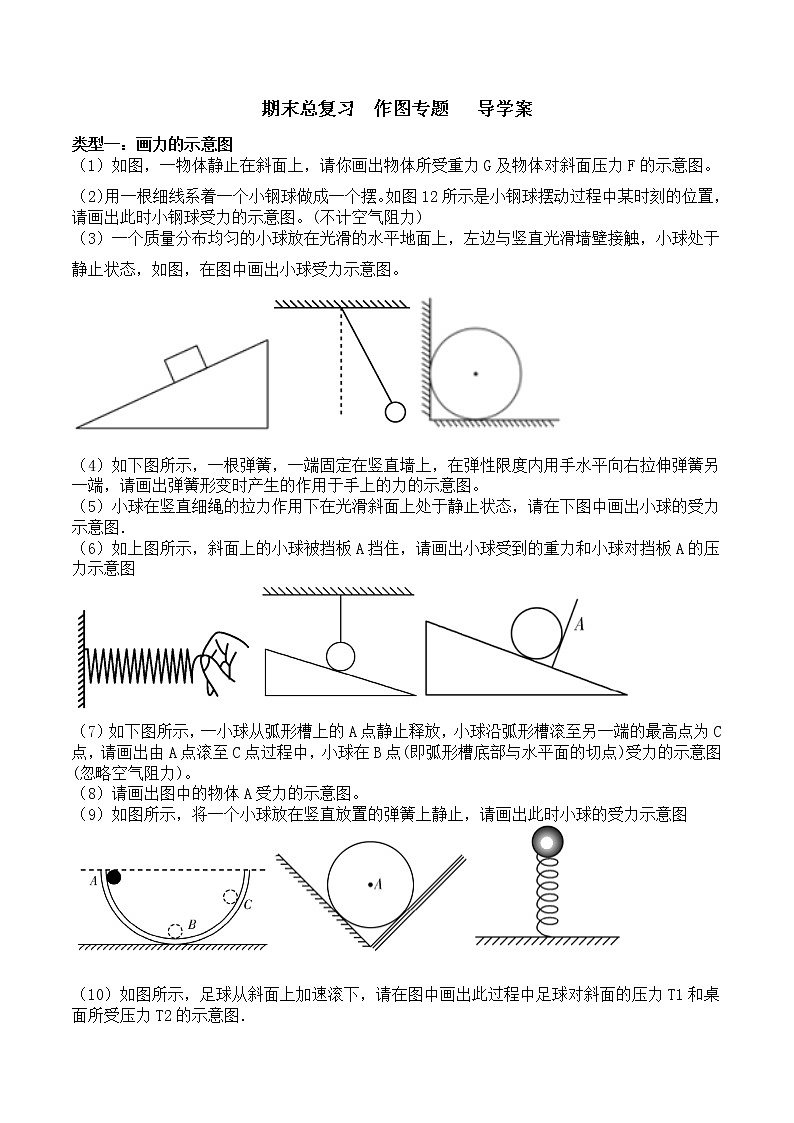 2021-2022学年人教版物理八年级下学期期末作图专题总复习（无答案）第1页
